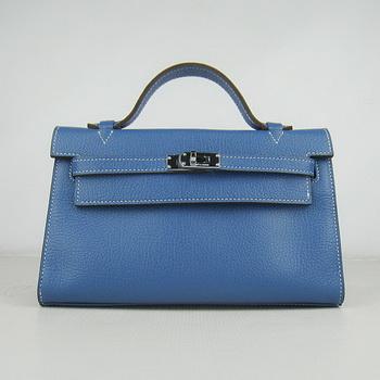 HKL22CNSMB14 Hermes Kelly 22CM Bestiame collo Stripe Medium Blue